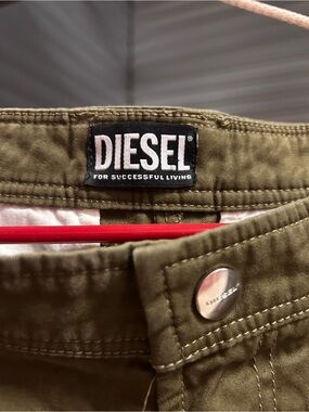 Diesel Olive Cargo Pants with Stamped Detail
